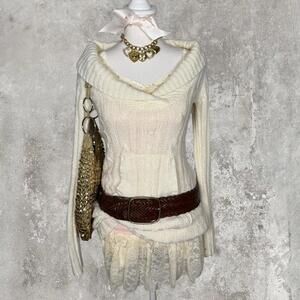 y2k vintage basic‎ white fall sweater